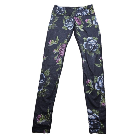 lululemon athletica Pants - Lululemon Wunder Under Leggings 6 Black Garden Party Black Floral Full Luon‎ 28"